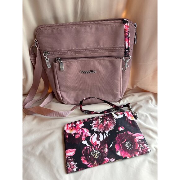 Rose Baggallini Crossbody With Matching Pouch - Picture 1 of 5